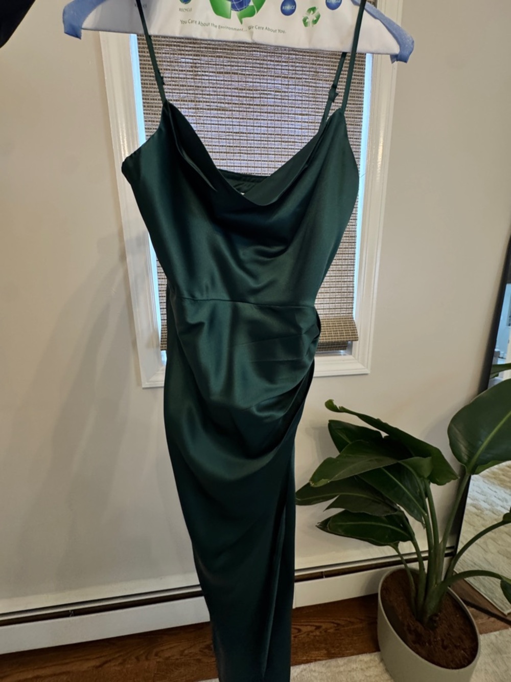 Hello Molly Teal Satin Cowl Midi Dress | Size: XS - Picture 3 of 6
